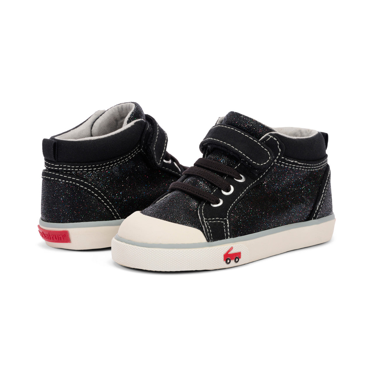 Peyton Black Glitter Leather | See Kai Run