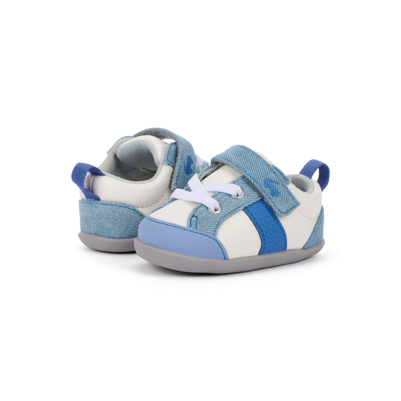 Connor Mini White/Washed Denim | See Kai Run