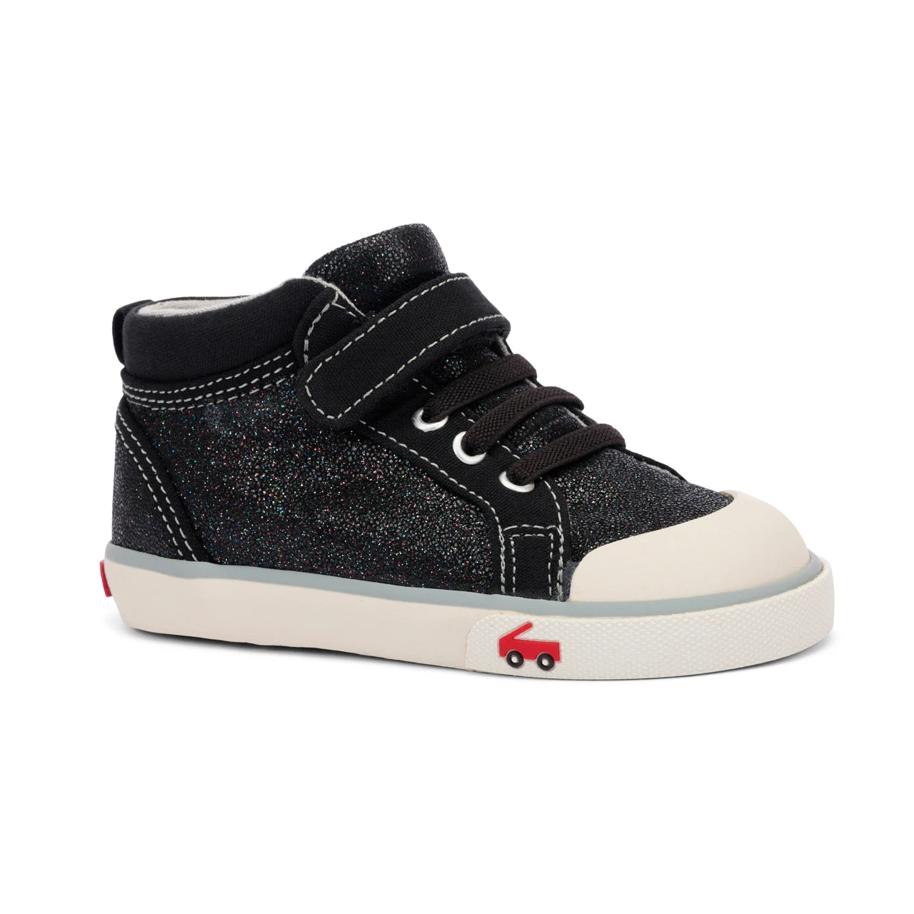 Peyton Black Glitter Leather | See Kai Run