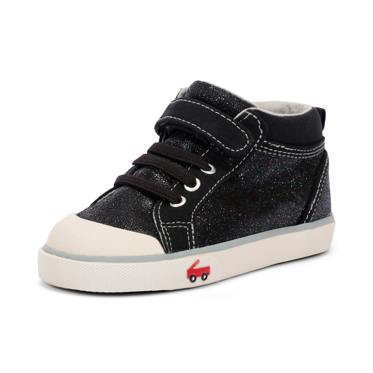 Peyton Black Glitter Leather | See Kai Run