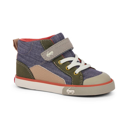 Dayton Gray Denim/Olive | See Kai Run