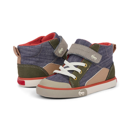 Dayton Gray Denim/Olive | See Kai Run